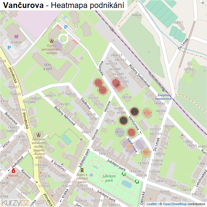 Mapa Vančurova - Firmy v ulici.