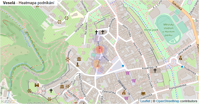 Veselá - mapa podnikání