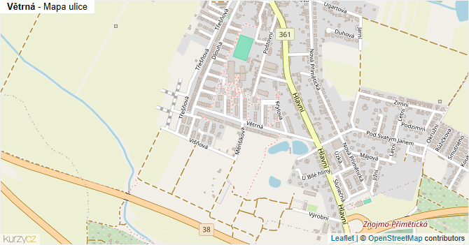 Větrná - mapa ulice