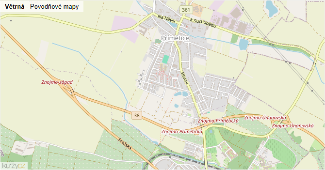 Větrná - záplavové mapy stoleté vody