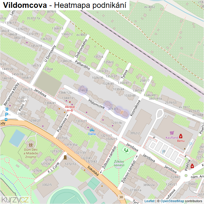 Mapa Vildomcova - Firmy v ulici.