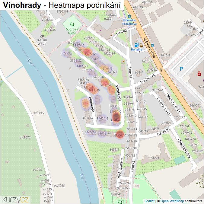 Mapa Vinohrady - Firmy v ulici.