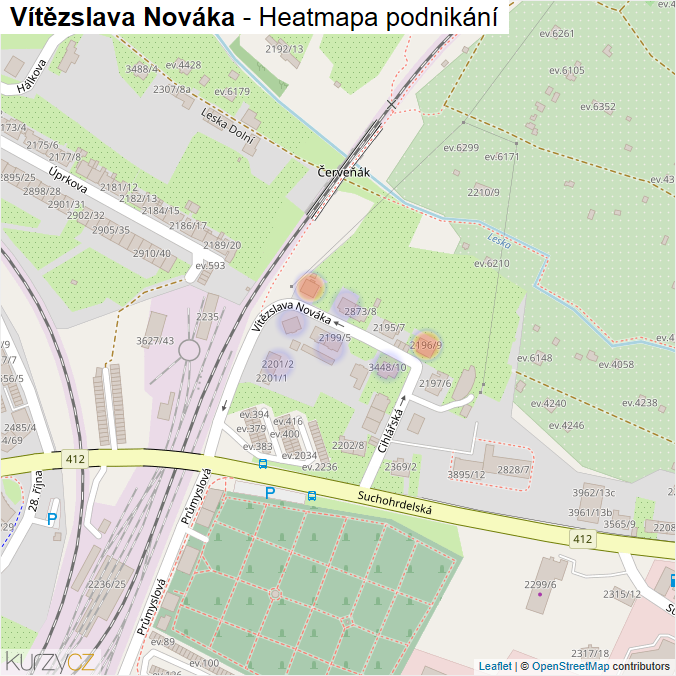 Mapa Vítězslava Nováka - Firmy v ulici.