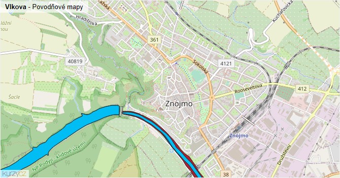 Vlkova - záplavové mapy stoleté vody