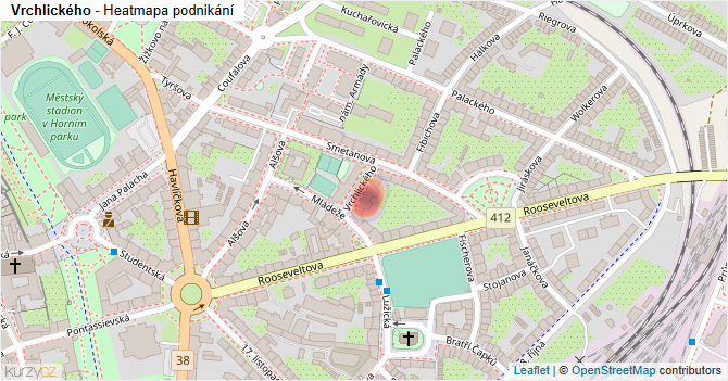 Vrchlického - mapa podnikání