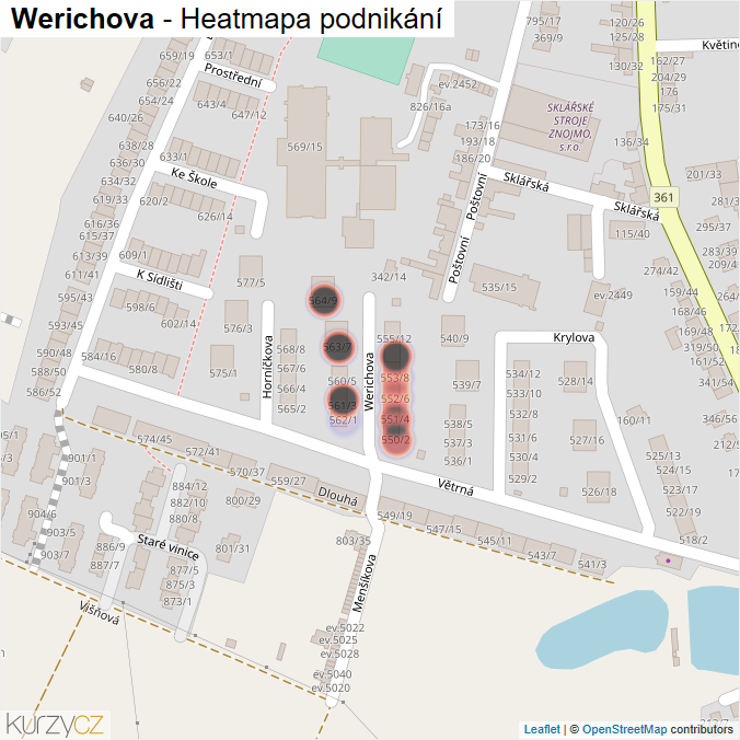 Mapa Werichova - Firmy v ulici.