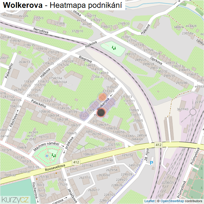 Mapa Wolkerova - Firmy v ulici.