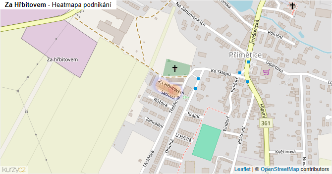 Za Hřbitovem - mapa podnikání