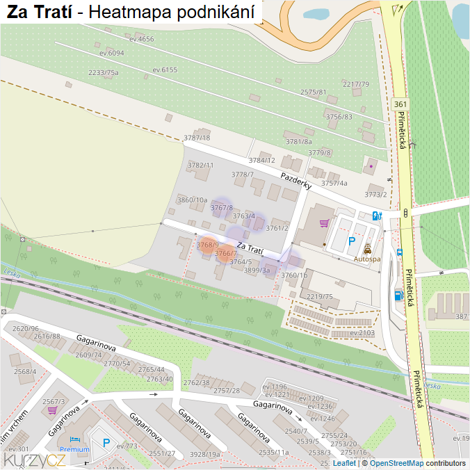 Mapa Za Tratí - Firmy v ulici.