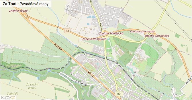 Za Tratí - záplavové mapy stoleté vody