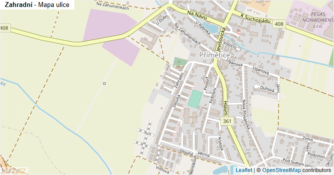 Zahradní - mapa ulice