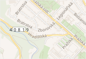 Zborovská v obci Znojmo - mapa ulice