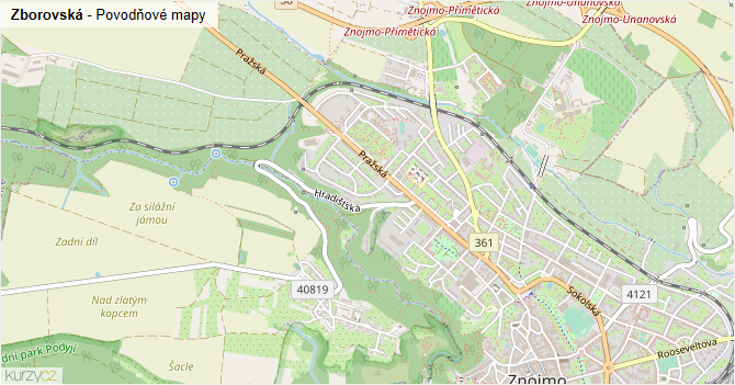 Zborovská - záplavové mapy stoleté vody
