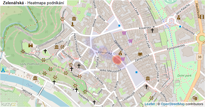 Zelenářská - mapa podnikání