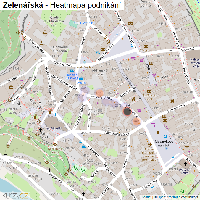Mapa Zelenářská - Firmy v ulici.