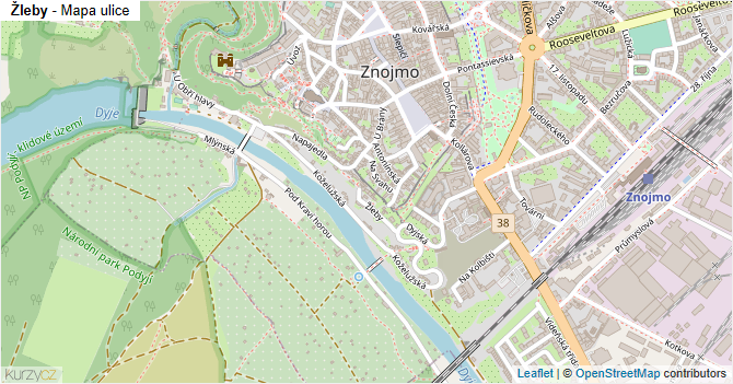 Žleby - mapa ulice