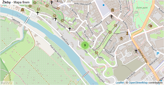 Žleby - mapa firem