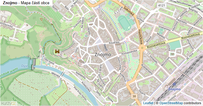 Znojmo - mapa části obce