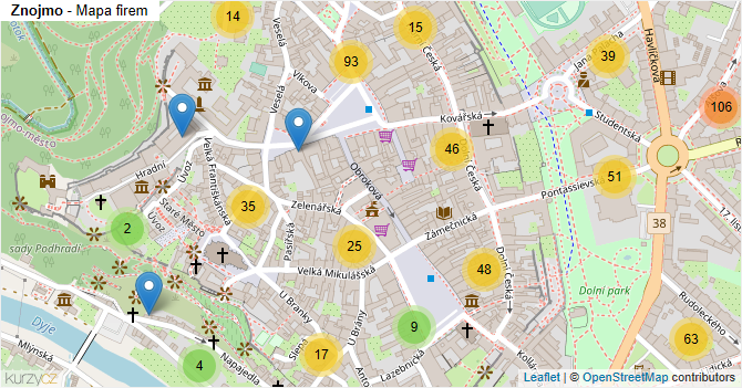Znojmo - mapa firem