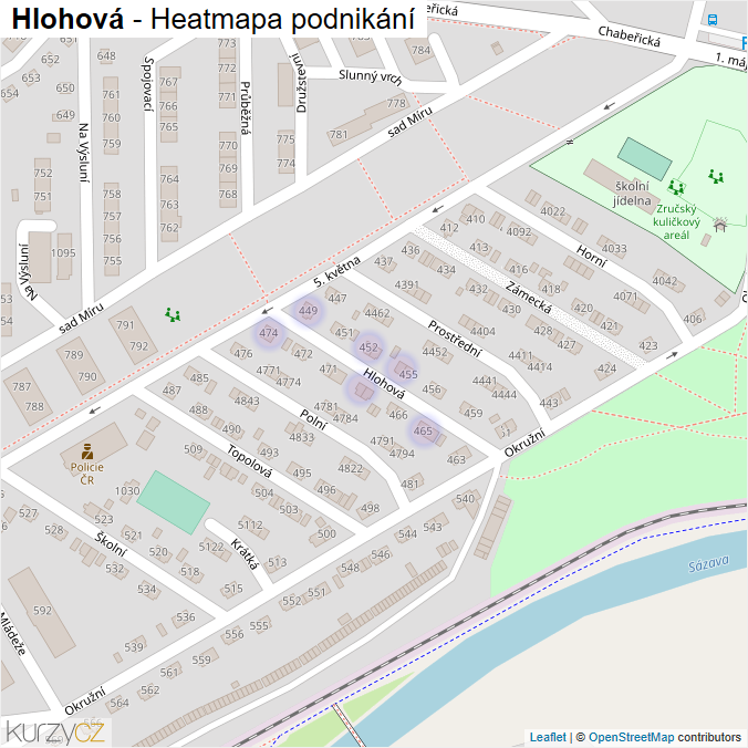 Mapa Hlohová - Firmy v ulici.