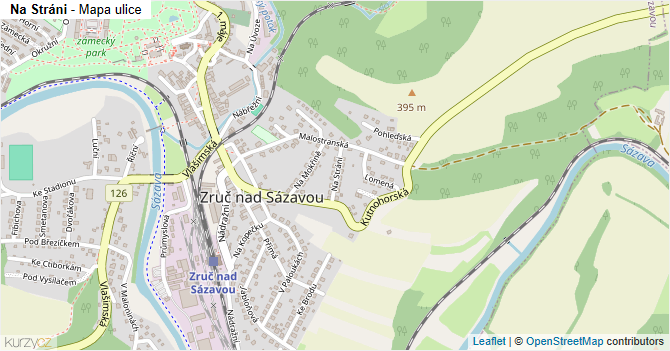 Na Stráni - mapa ulice