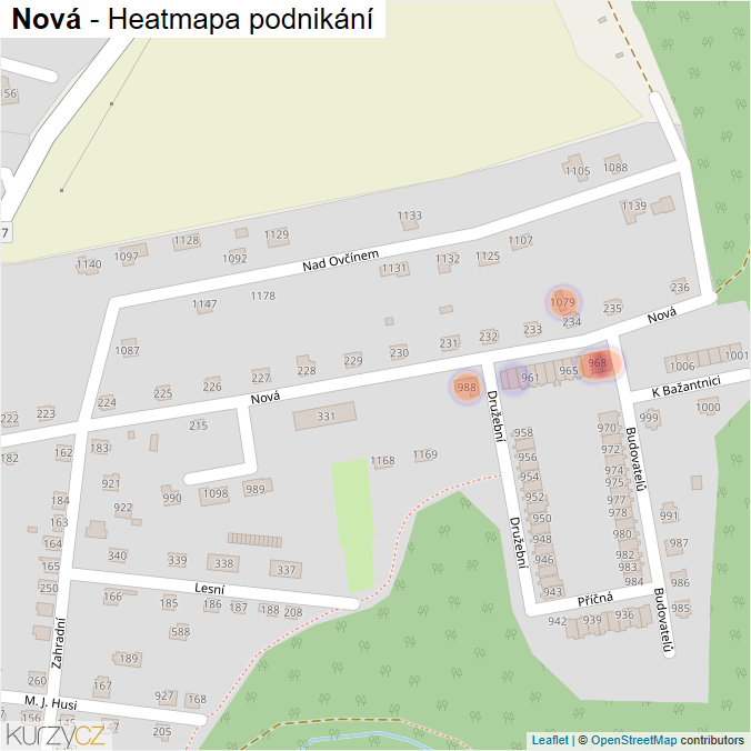 Mapa Nová - Firmy v ulici.