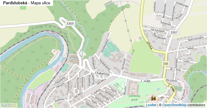 Pardidubská - mapa ulice