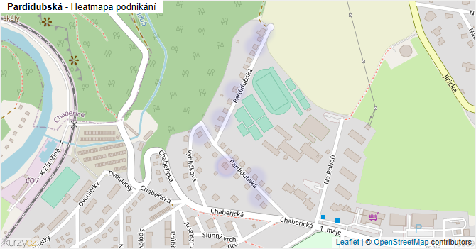 Pardidubská - mapa podnikání