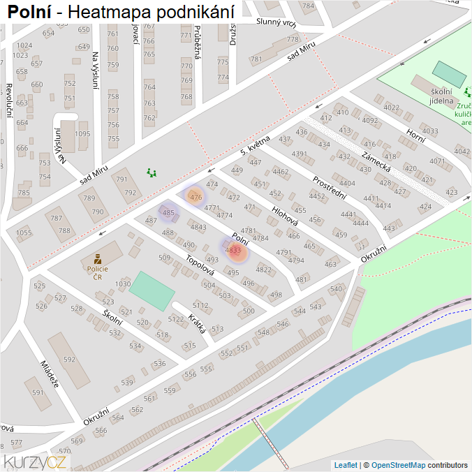 Mapa Polní - Firmy v ulici.