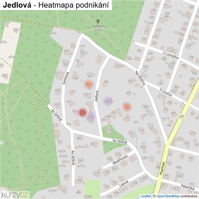 Mapa Jedlová - Firmy v ulici.