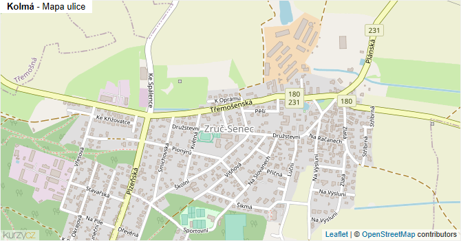 Kolmá - mapa ulice