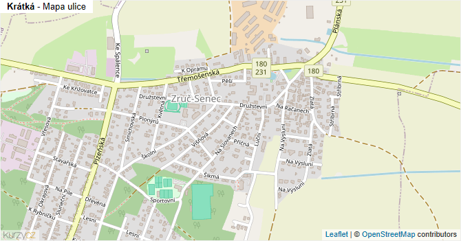 Krátká - mapa ulice