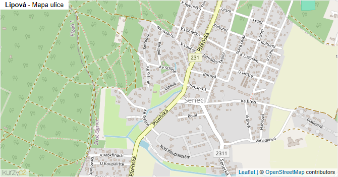 Lipová - mapa ulice