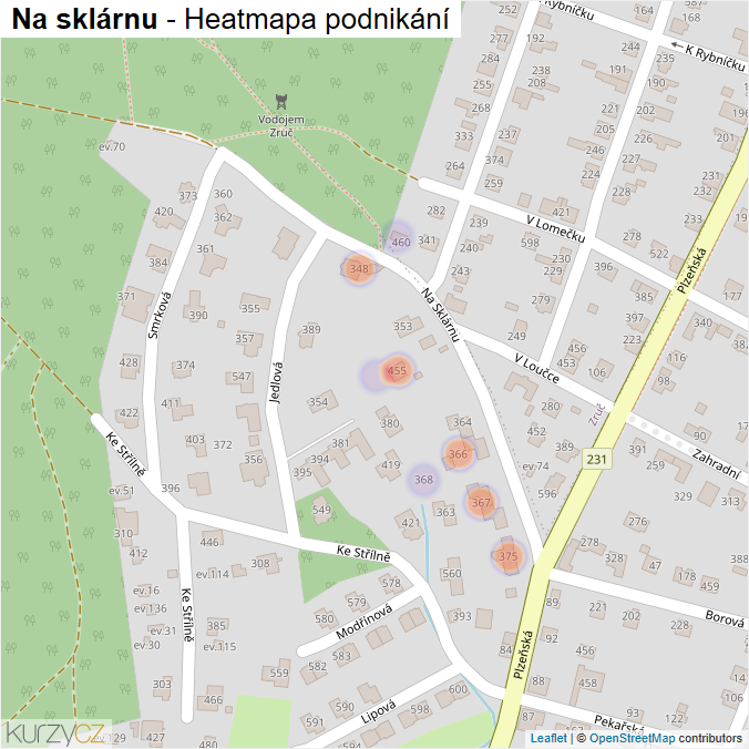 Mapa Na sklárnu - Firmy v ulici.