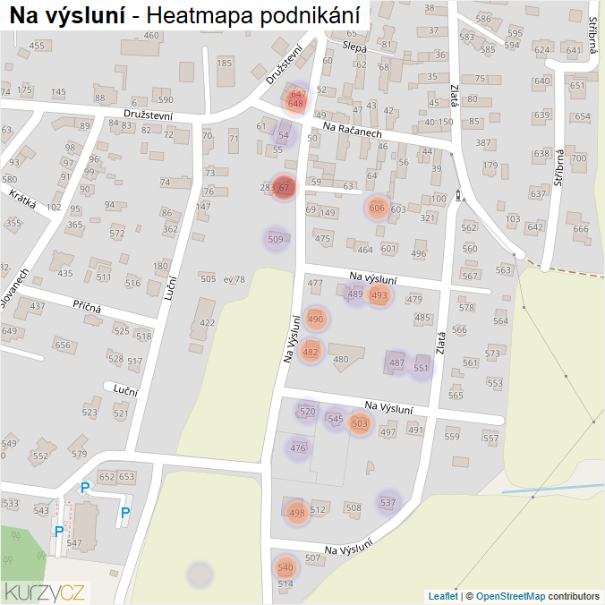 Mapa Na výsluní - Firmy v ulici.