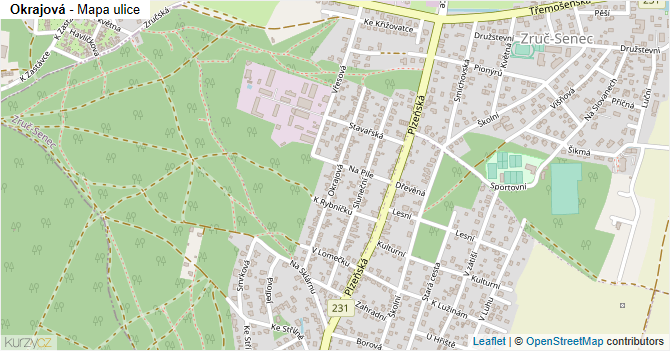 Okrajová - mapa ulice