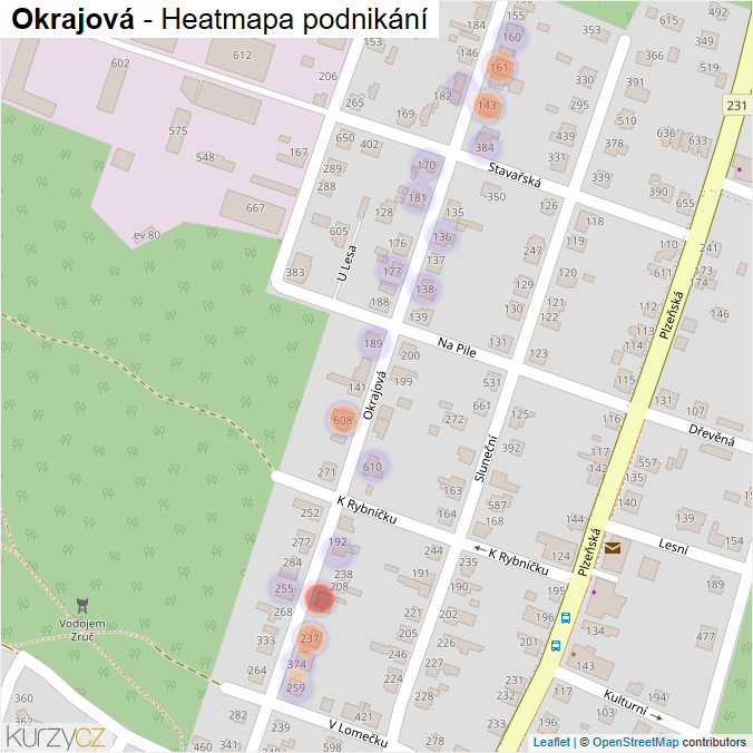 Mapa Okrajová - Firmy v ulici.