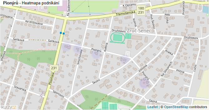 Pionýrů - mapa podnikání