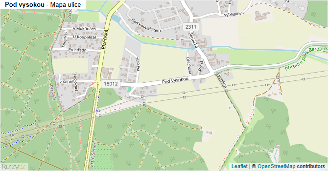 Pod vysokou - mapa ulice