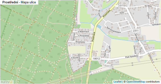 Prostřední - mapa ulice