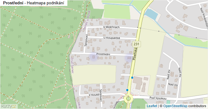 Prostřední - mapa podnikání