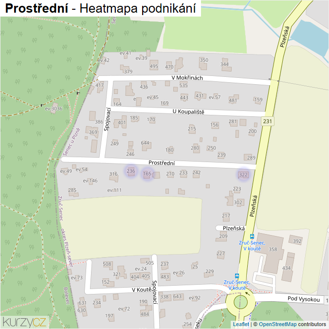 Mapa Prostřední - Firmy v ulici.