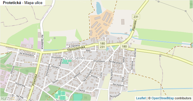 Protetická - mapa ulice