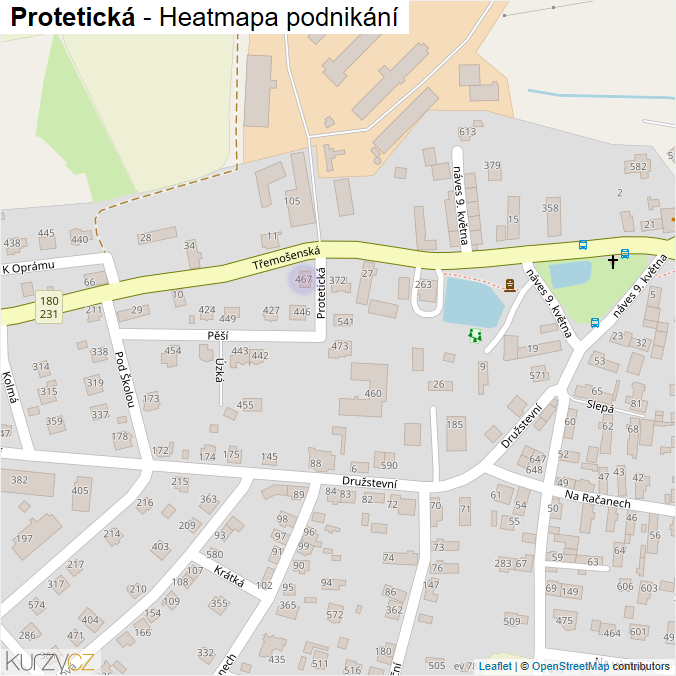 Mapa Protetická - Firmy v ulici.