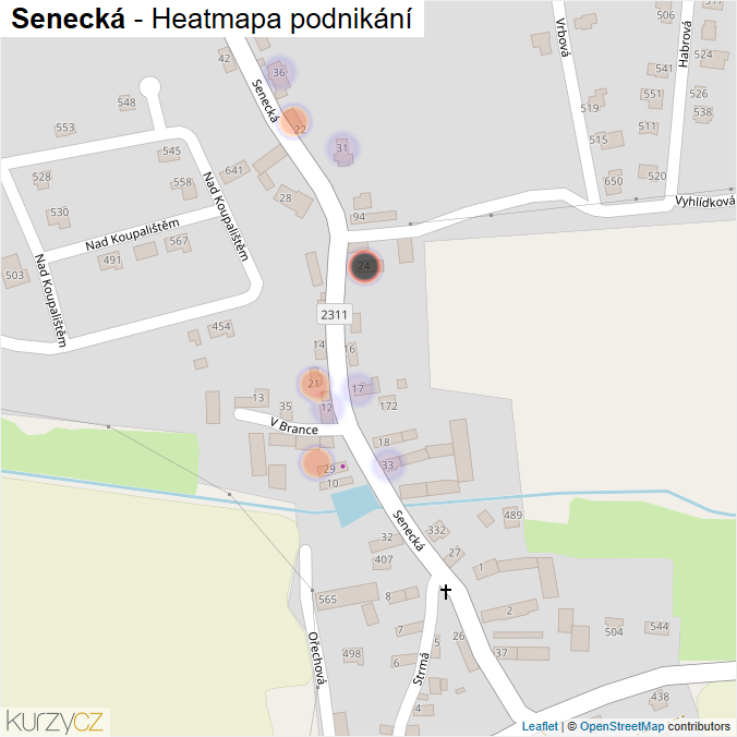Mapa Senecká - Firmy v ulici.