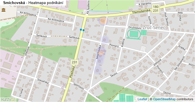 Smíchovská - mapa podnikání