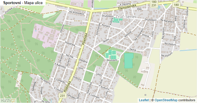 Sportovní - mapa ulice