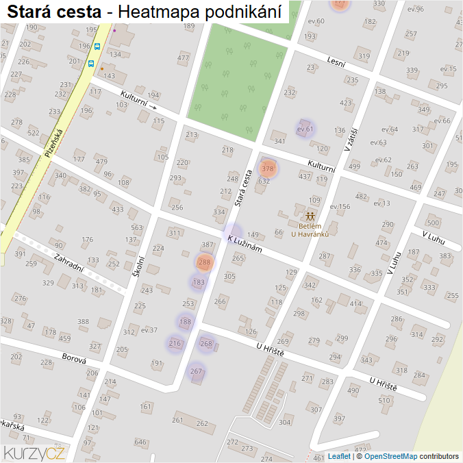 Mapa Stará cesta - Firmy v ulici.