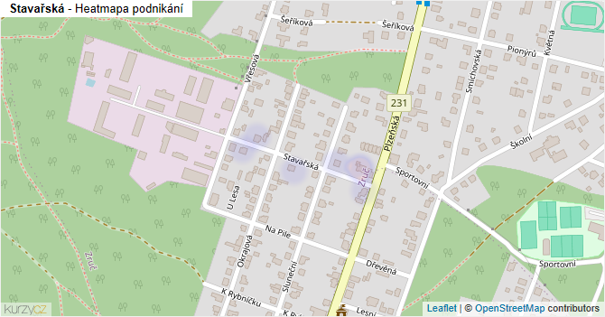 Stavařská - mapa podnikání