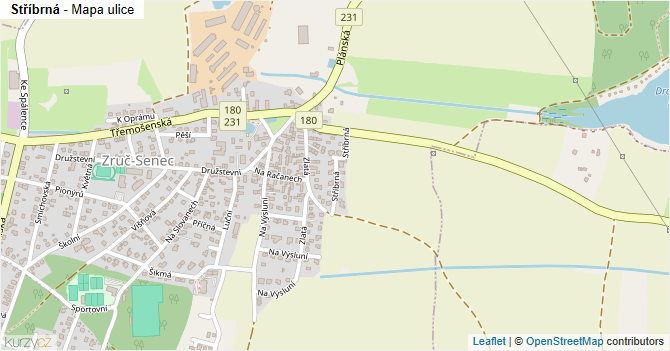 Stříbrná - mapa ulice